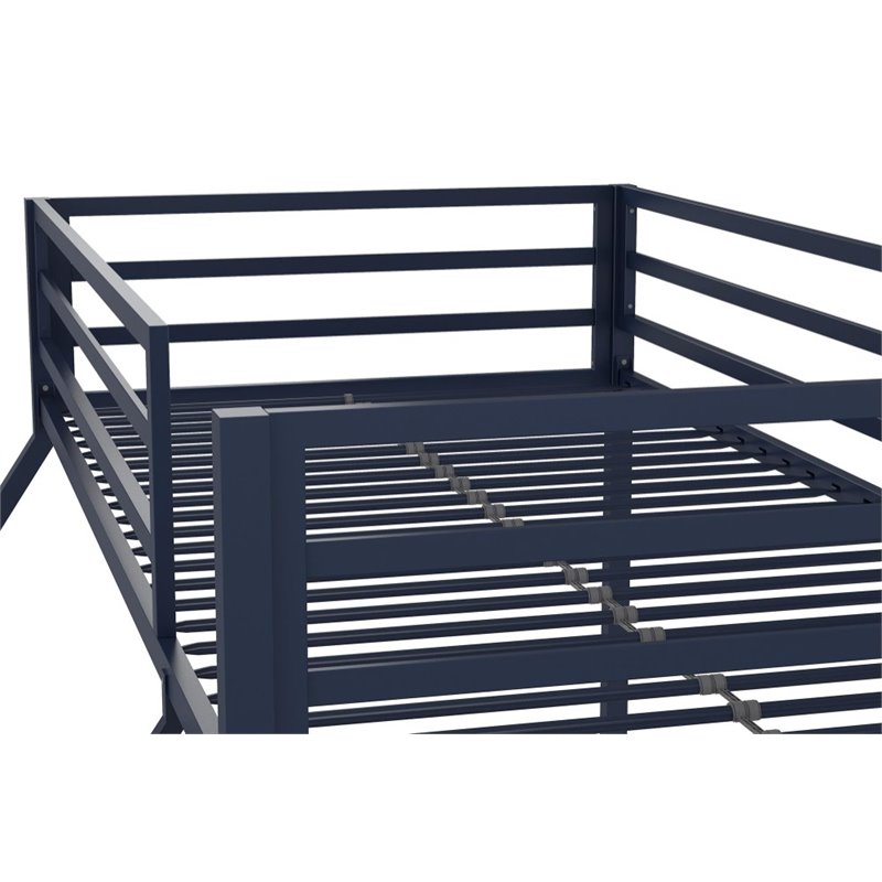 Rosebery Kids Metal Navy Blue Bunk Bed Twin over Full Industrial Space Saving Unassembled