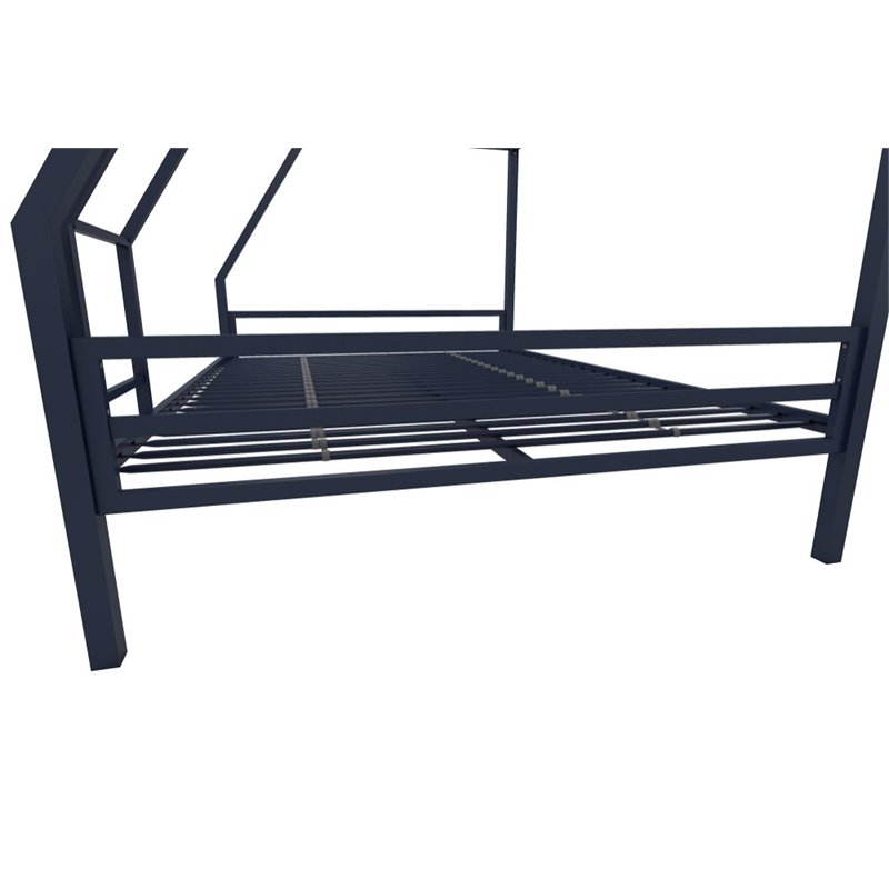 Rosebery Kids Metal Navy Blue Bunk Bed Twin over Full Industrial Space Saving Unassembled