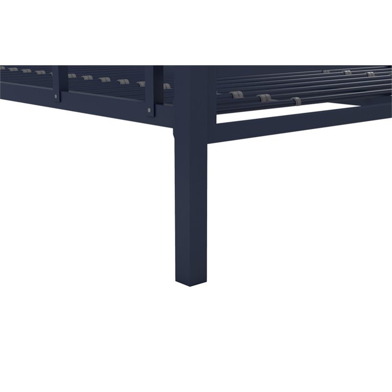 Rosebery Kids Metal Navy Blue Bunk Bed Twin over Full Industrial Space Saving Unassembled