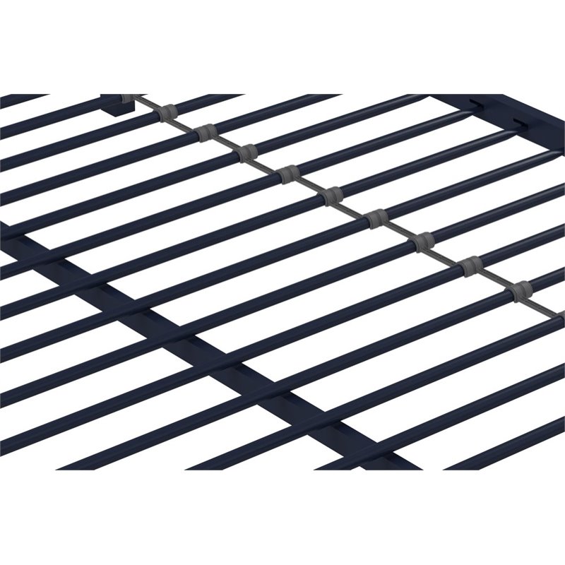 Rosebery Kids Metal Navy Blue Bunk Bed Twin over Full Industrial Space Saving Unassembled