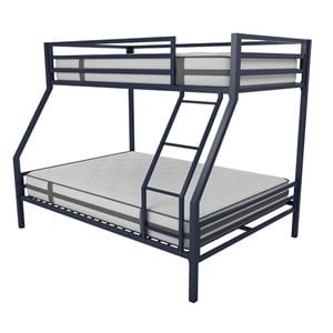Rosebery Kids Metal Navy Blue Bunk Bed Twin over Full Industrial Space Saving Unassembled