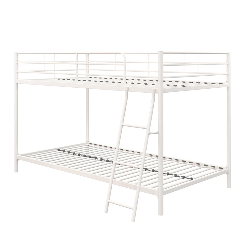 Rosebery Kids Modern Metal Twin over Twin Low Bunk Bed for Kids in White