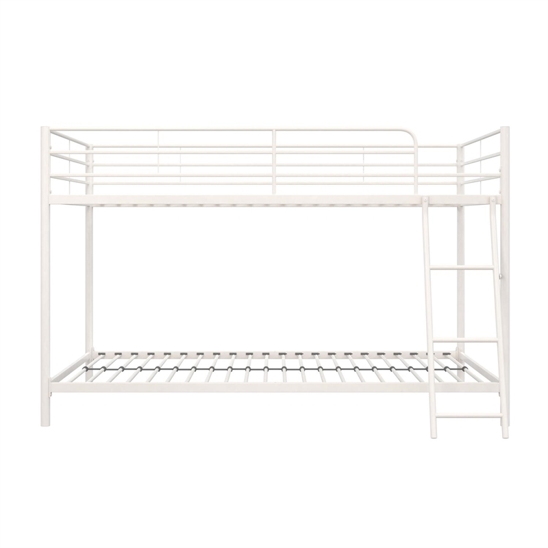 Rosebery Kids Modern Metal Twin over Twin Low Bunk Bed for Kids in White