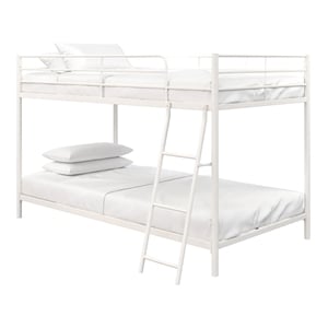 Rosebery Kids Modern Metal Twin over Twin Low Bunk Bed for Kids in White
