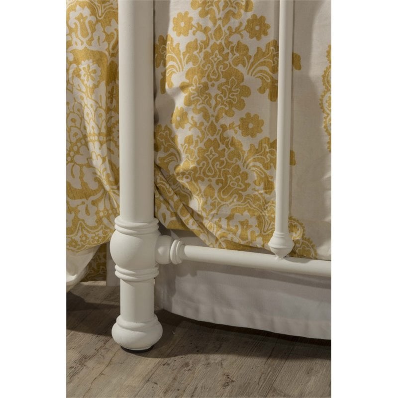 Twin Metal Spindle Panel Bed in White