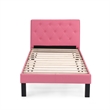 Poundex Faux Leather Pink Bed Frame Rectangular Button Tufted 36