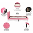 Poundex Faux Leather Pink Bed Frame Rectangular Button Tufted 36