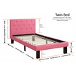 Poundex Faux Leather Pink Bed Frame Rectangular Button Tufted 36