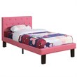 Poundex Faux Leather Pink Bed Frame Rectangular Button Tufted 36