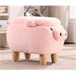 Rosebery Kids Kids Pig Fabric Storage Ottoman/Stool in Pink and Natural