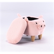 Rosebery Kids Kids Pig Fabric Storage Ottoman/Stool in Pink and Natural