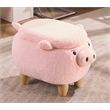 Rosebery Kids Kids Pig Fabric Storage Ottoman/Stool in Pink and Natural