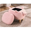 Rosebery Kids Kids Pig Fabric Storage Ottoman/Stool in Pink and Natural