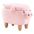Rosebery Kids Kids Pig Fabric Storage Ottoman/Stool in Pink and Natural