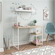 Transitional Desk with Reversible Shelves in Blonde Oak
