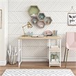 Transitional Desk with Reversible Shelves in Blonde Oak