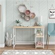 Transitional Desk with Reversible Shelves in Blonde Oak