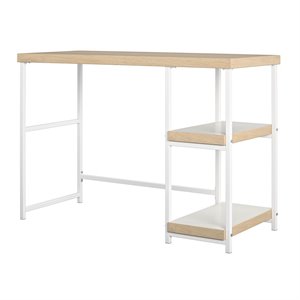 Transitional Desk with Reversible Shelves in Blonde Oak