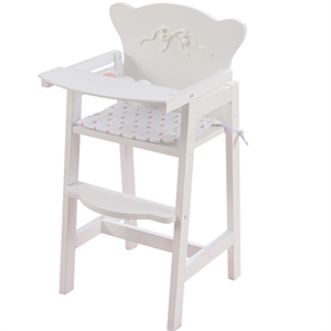 Rosebery Kids Modern Wood Bow Doll High Chair in Pinkish White
