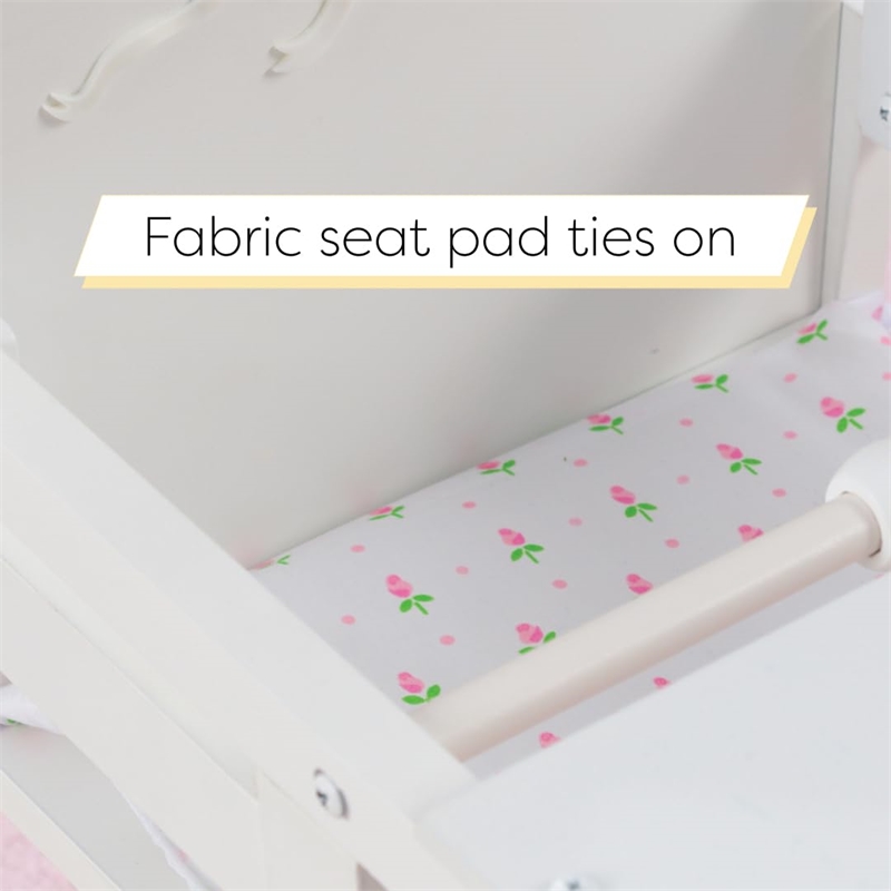 Rosebery Kids Modern Wood Bow Doll High Chair in Pinkish White