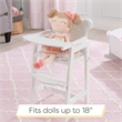 Rosebery Kids Modern Wood Bow Doll High Chair in Pinkish White
