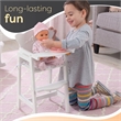 Rosebery Kids Modern Wood Bow Doll High Chair in Pinkish White