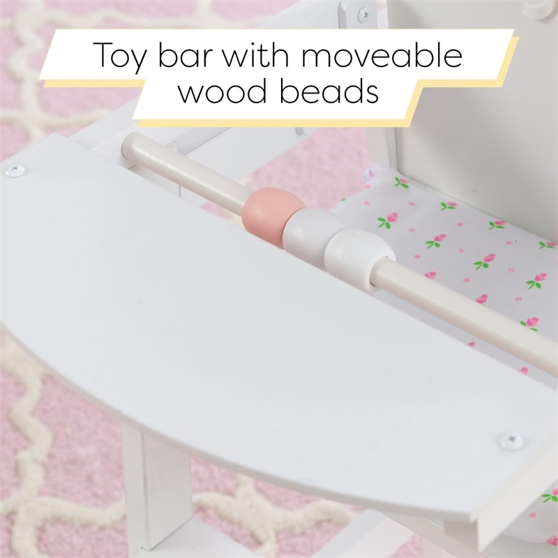 Rosebery Kids Modern Wood Bow Doll High Chair in Pinkish White