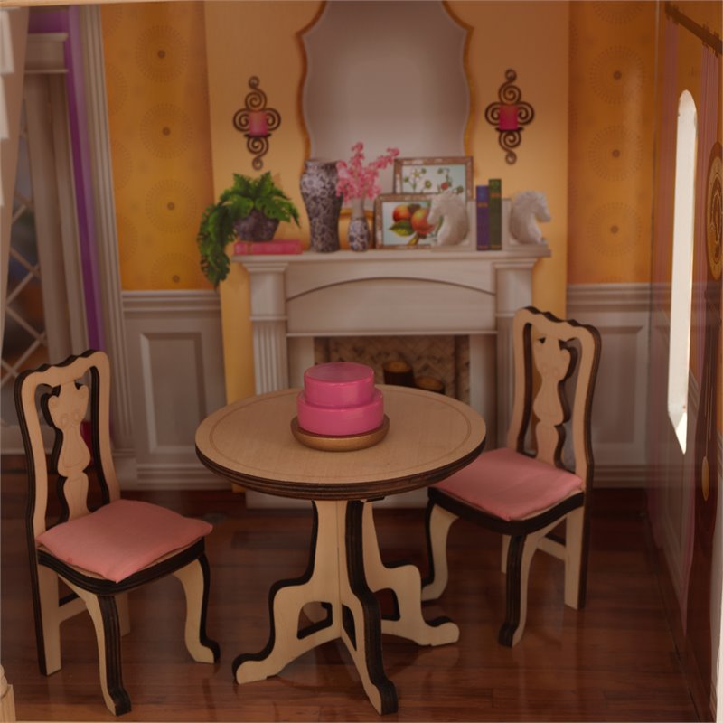 Rosebery Kids 14 Piece Charlotte Dollhouse in White and Natural