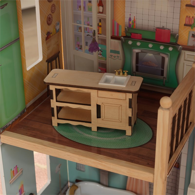 Rosebery Kids 14 Piece Charlotte Dollhouse in White and Natural