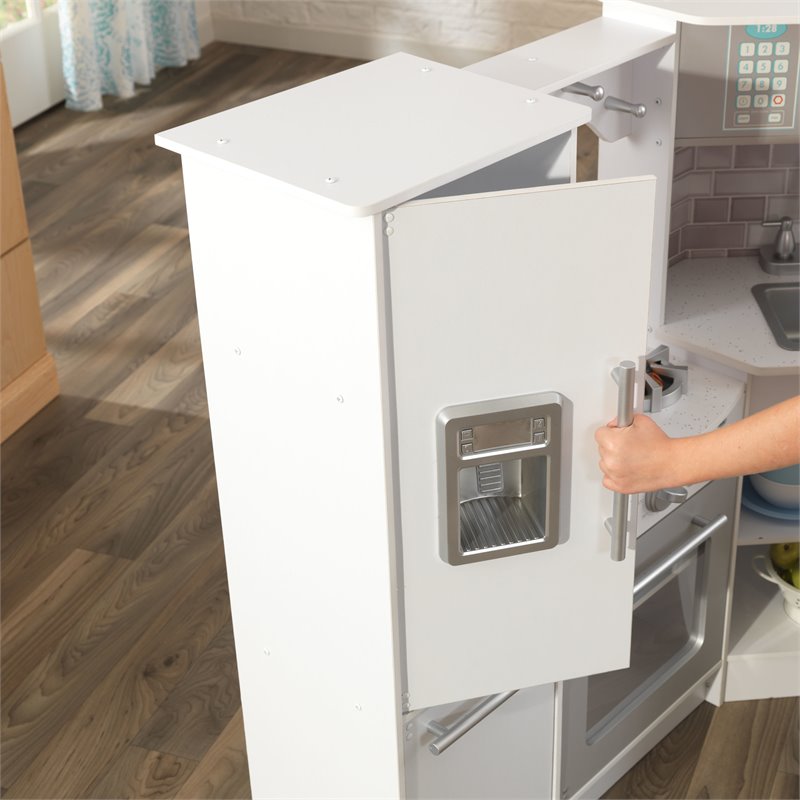 Rosebery Kids Ultimate Wooden Corner Play Kitchen with Lights and Sounds - White
