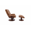 Rosebery Kids Leather Manual Reclining Swivel Chair and Ottoman in Brown