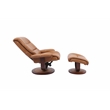 Rosebery Kids Leather Manual Reclining Swivel Chair and Ottoman in Brown