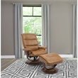 Rosebery Kids Leather Manual Reclining Swivel Chair and Ottoman in Brown