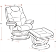 Rosebery Kids Leather Manual Reclining Swivel Chair and Ottoman in Brown