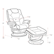 Rosebery Kids Leather Manual Reclining Swivel Chair and Ottoman in Brown