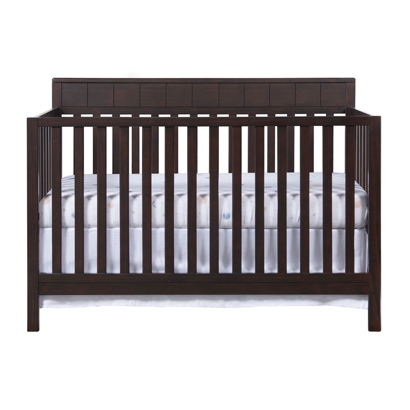 Rosebery Kids Set of 2 Espresso 4 In 1 Convertible Crib & Toddler White Mattress