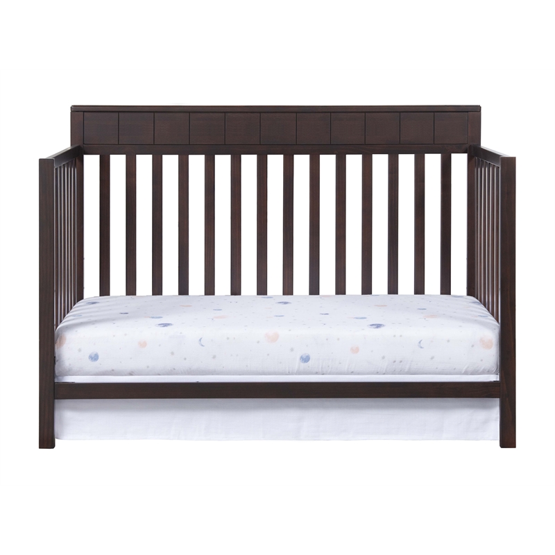 Rosebery Kids Set of 2 Espresso 4 In 1 Convertible Crib & Toddler White Mattress