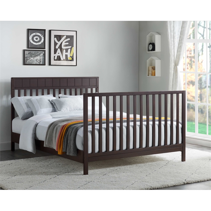 Rosebery Kids Set of 2 Espresso 4 In 1 Convertible Crib & Toddler White Mattress