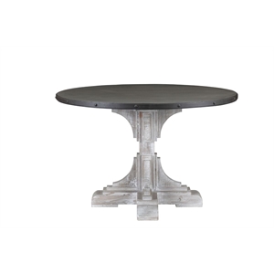 Burnham Home Wood Serrano Round Table - Whitewash & Dark Brown Finish