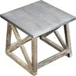 Burnham Home Wood Martin Side Table in Natural and Zinc Top Finish