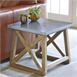 Burnham Home Wood Martin Side Table in Natural and Zinc Top Finish