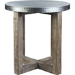 Burnham Home Wood Designs Round Accent Table in Natural Finish and Zinc Top