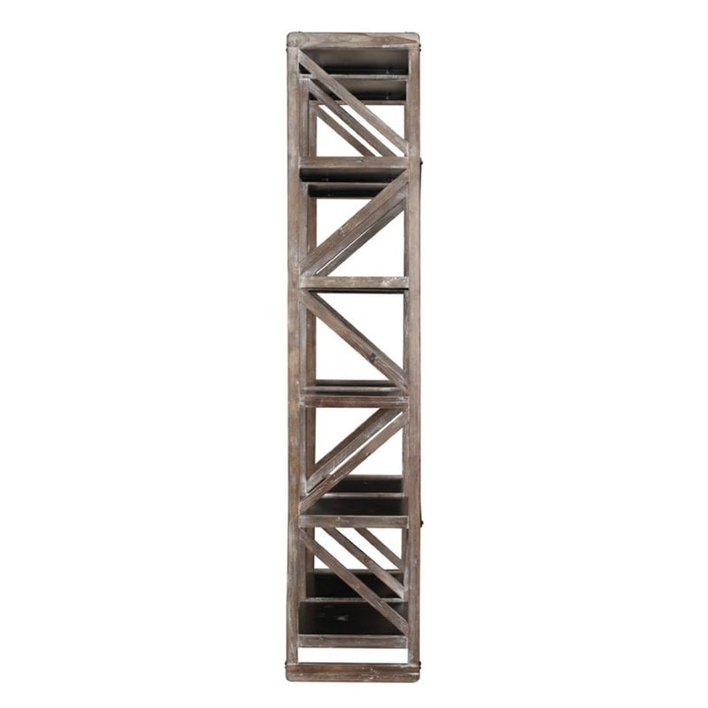 Vermonte Wood Bookshelf in White Wash and Black Finish