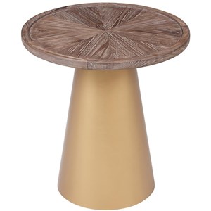 Burnham Home Patrick Wood Corner Table - 19&quot in Coffee Brushed Gold Finish