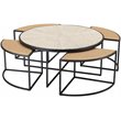 Olivia Metal 5pc Nesting Coffee Table Set with 4 Nesting Stools in Tan Finish