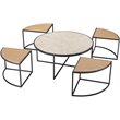 Olivia Metal 5pc Nesting Coffee Table Set with 4 Nesting Stools in Tan Finish