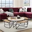 Olivia Metal 5pc Nesting Coffee Table Set with 4 Nesting Stools in Tan Finish