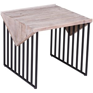 Sandra Wood Corner Table 16&quot in Natural Gray Finish