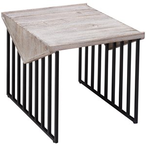 Boraam Wood and Metal Sandra Corner Table 18&quot in Natural Gray Finish