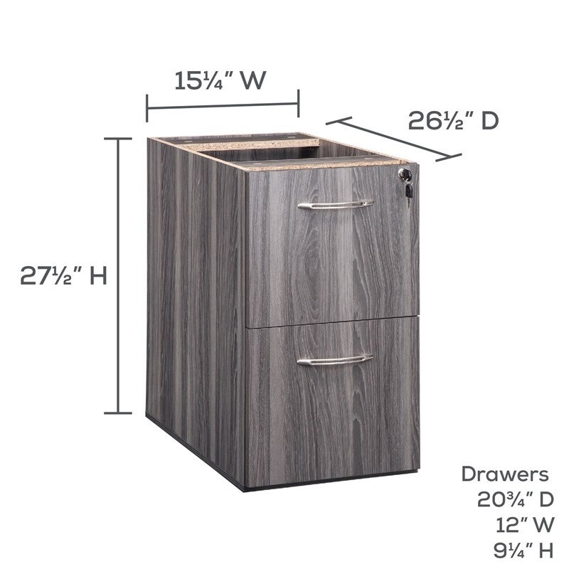 Mayline Aberdeen Series 2 Drawer File Cabinet in Gray Steel